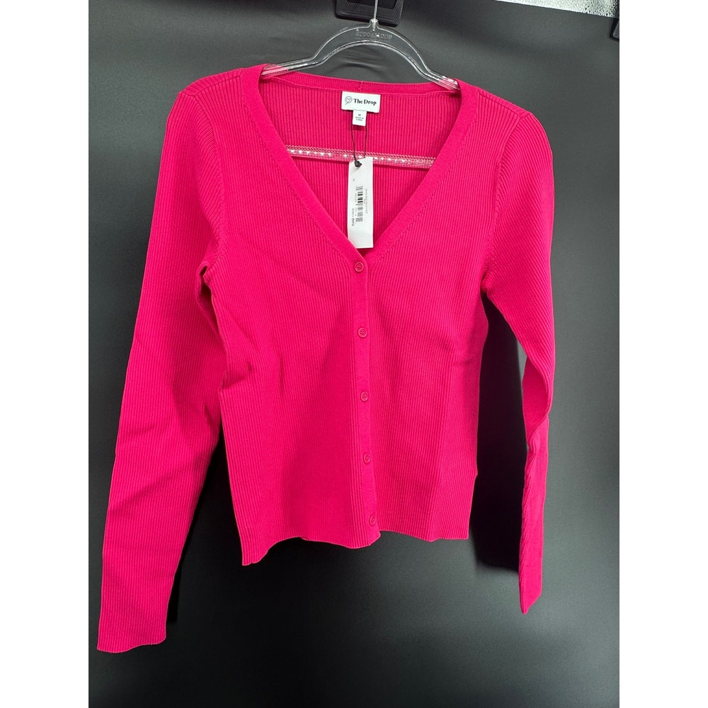 The Drop Womens Anya Fitted Cardigan Sweater Hot‎ Pink Size M